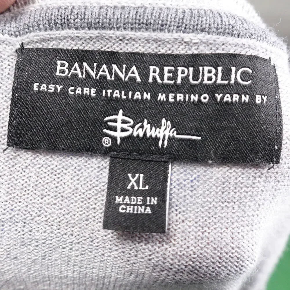 BANANA REPUBLIC EASY CARE ITALIAN MERINO WOOL LIGHTWEIGHT V-NECK SWEATER MENS XL